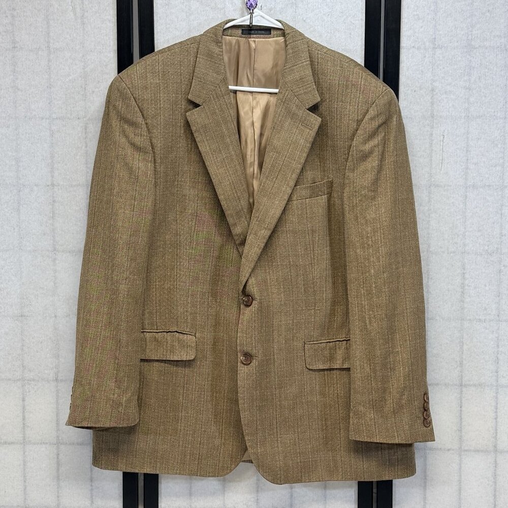 Lauren Ralph Lauren Silk Wool Blend Suit Blazer 44R Macy's Gold Brown Jacket